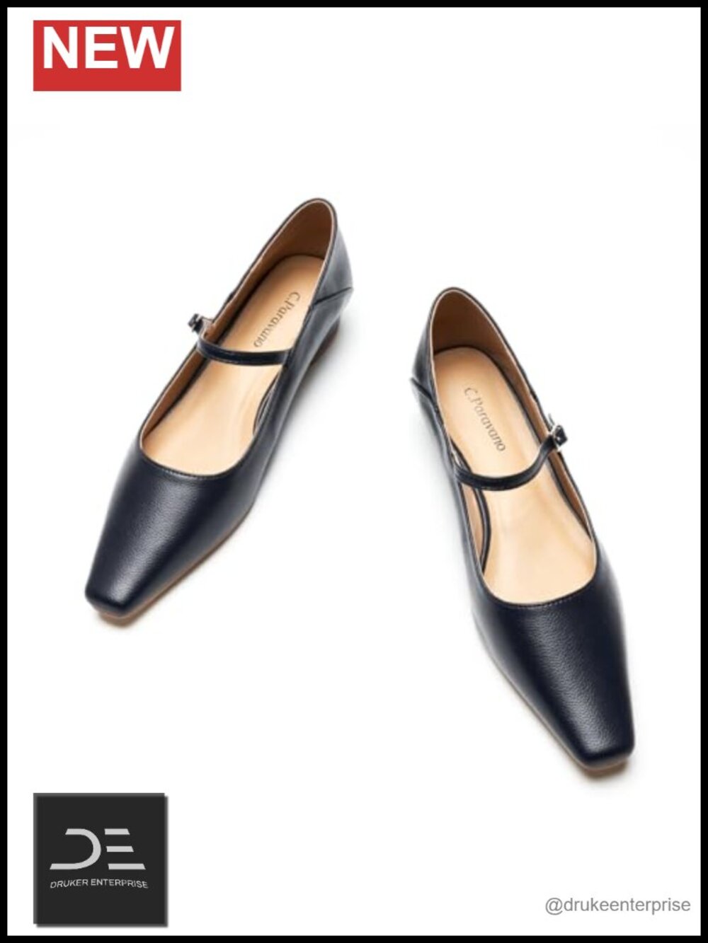 Lambskin Leather Mary Jane Flats, Low Block Heel, Convertible Heel Dress Shoes,